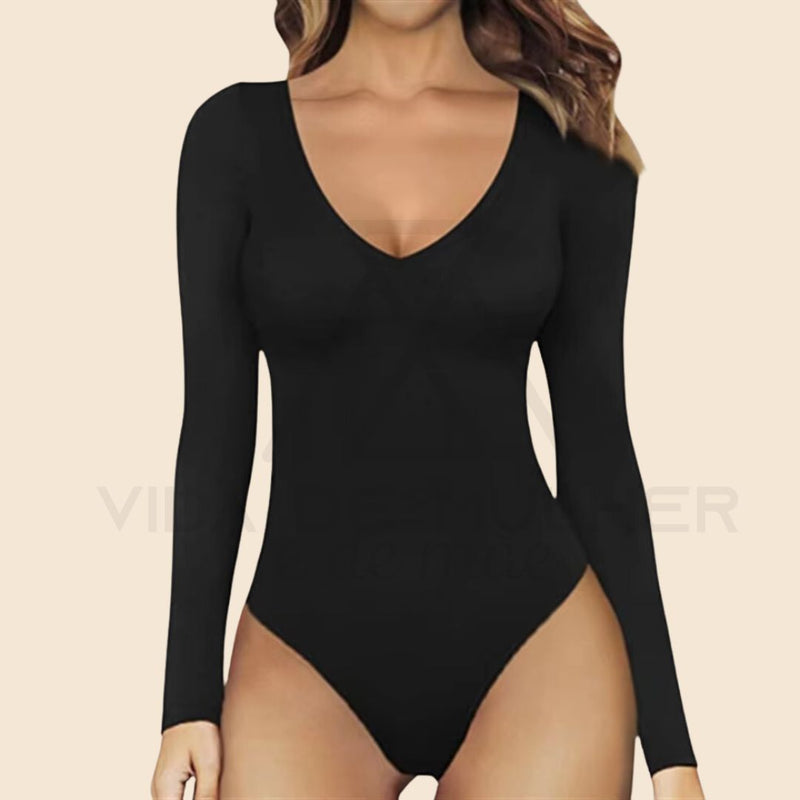 Body mulher, body feminino, body casual, body gola v, body manga comprida, body confortável