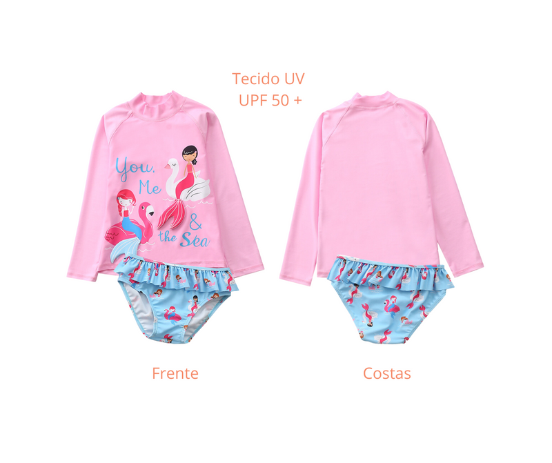 Conjunto de banho proteção solar, Fato de banho UPF50+, Proteção solar infantil, Roupas de banho seguras para miúdos, Fato de banho UPF50+ para crianças, Fato de Banho Infantil