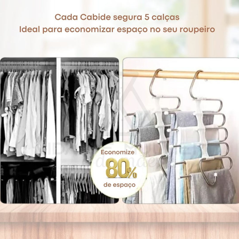 Cabide de aço inoxidável 5 em 1,
Cabide multifuncional para calças,
Cabide organizador,
Cabide resistente para roupa,
Organização de roupeiro,
Cabide Calças