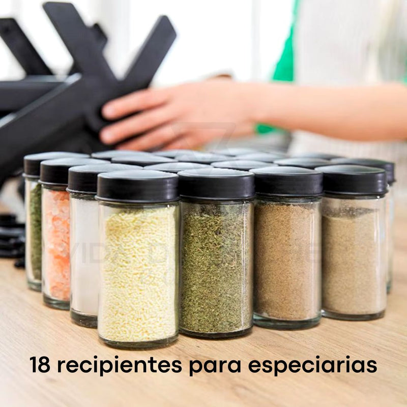 Organizador de especiarias giratório,
Porta-especiarias de cozinha,
Organizador de temperos com 18 frascos,
Organizador de cozinha rotativo,
Suporte para especiarias em vidro