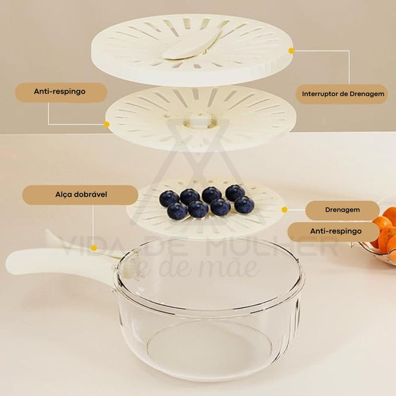 Cesta de drenagem multifuncional para cozinha,
Escorredor de frutas e legumes dobrável,
Recipiente para armazenamento de alimentos,
Caixa organizadora de alimentos,
Escorredor de legumes,
Recipiente Multiuso