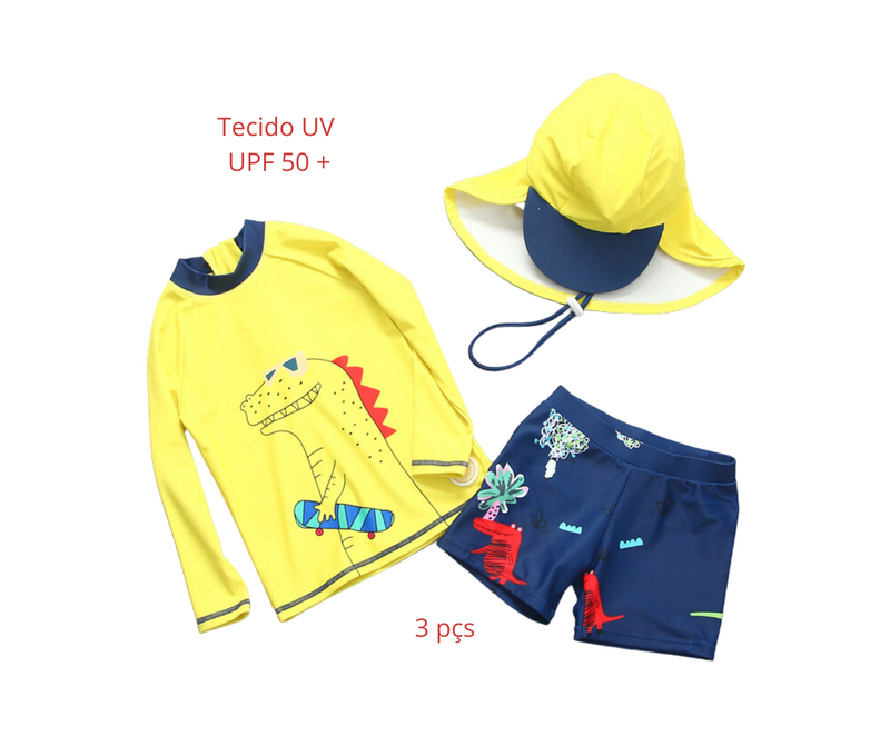 Conjunto de banho proteção solar, Fato de banho UPF50+, Proteção solar infantil, Roupas de banho seguras para miúdos, Fato de banho UPF50+ para crianças, Fato de Banho Infantil