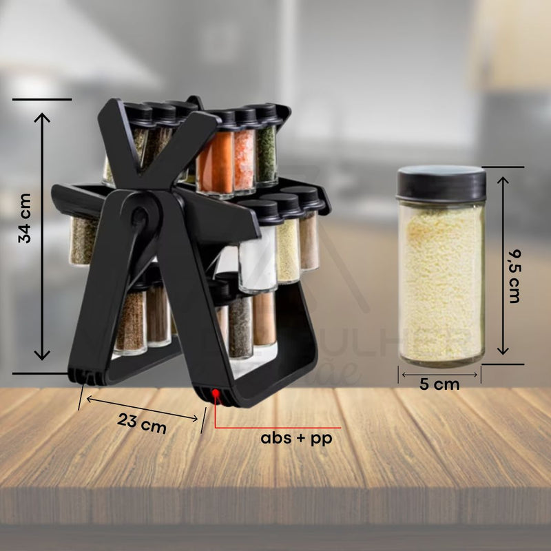 Organizador de especiarias giratório,
Porta-especiarias de cozinha,
Organizador de temperos com 18 frascos,
Organizador de cozinha rotativo,
Suporte para especiarias em vidro