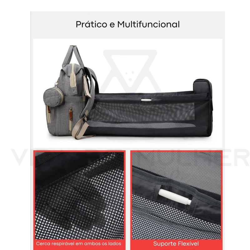 saco de fraldas multifuncional,
berço portátil para bebé,
mala maternidade com berço,
acessórios de viagem para bebé,
mochila para recém-nascidos,
mochilas para novos pais,
Mala Maternidade,
mala de viagem para bebé