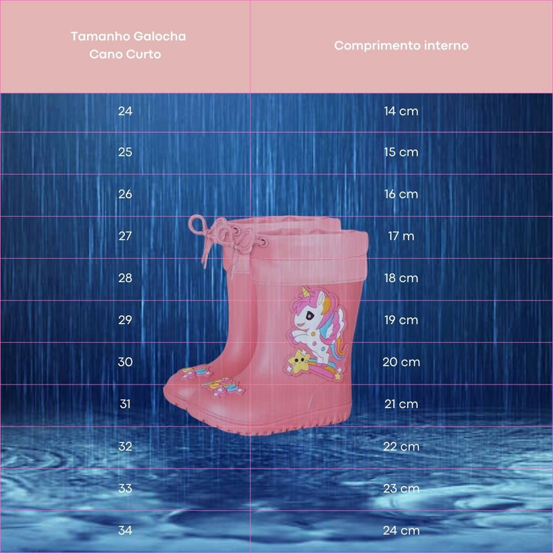 Galochas Cano Curto para Meninas, Galochas Cano Longo Criança, Galochas Impermeáveis ​​Meninas, Botas Impermeáveis ​​Botas de Chuva Infantis, Galochas Resistentes para Crianças