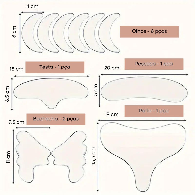 Silicone Antirrugas, Adesivos Antirrugas, Tratamento para linhas de expressão, Tratamento para Rugas, Adesivo de Silicone Antirrugas, Adesivo silicone reutilizável